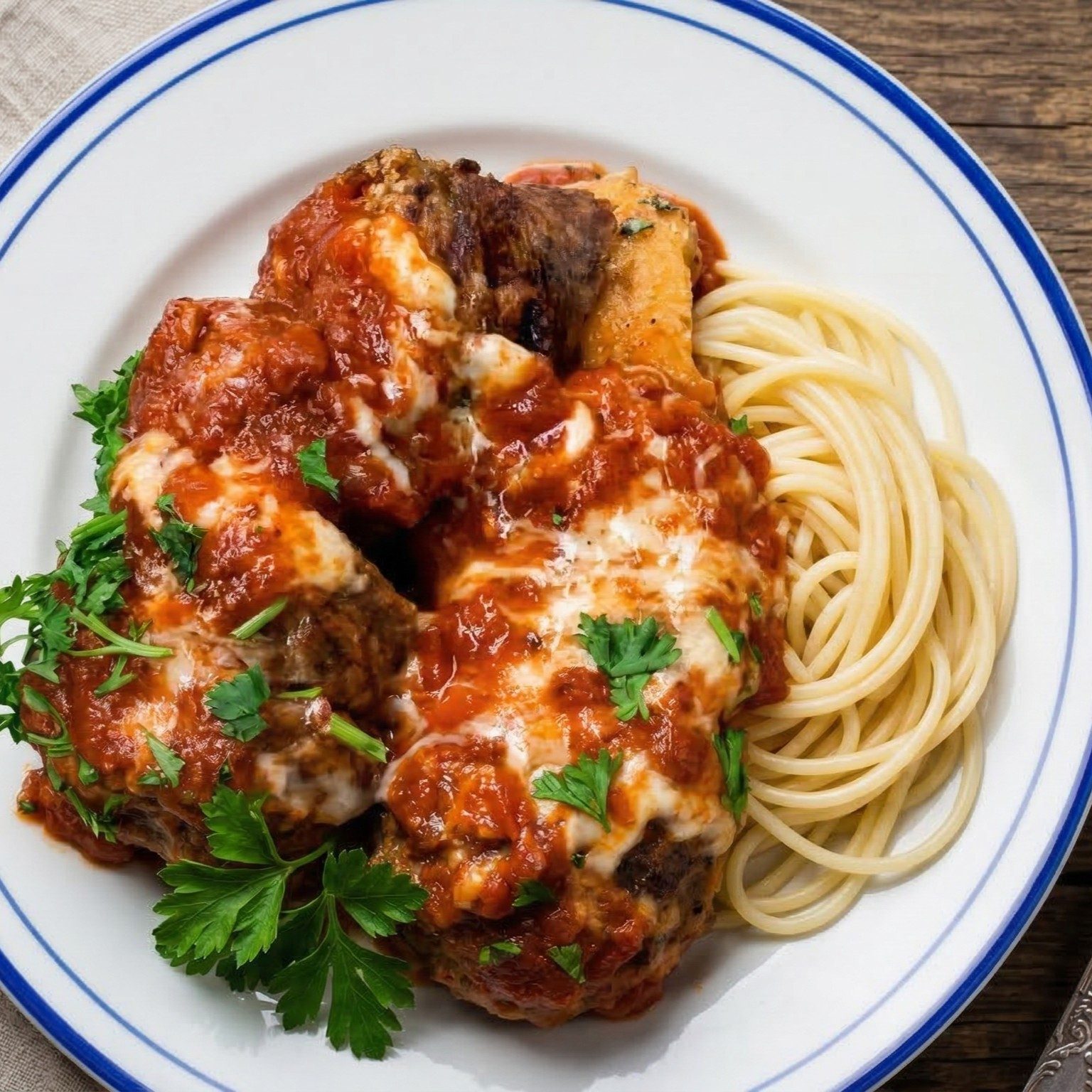 Meatball Parmigiana Entree.