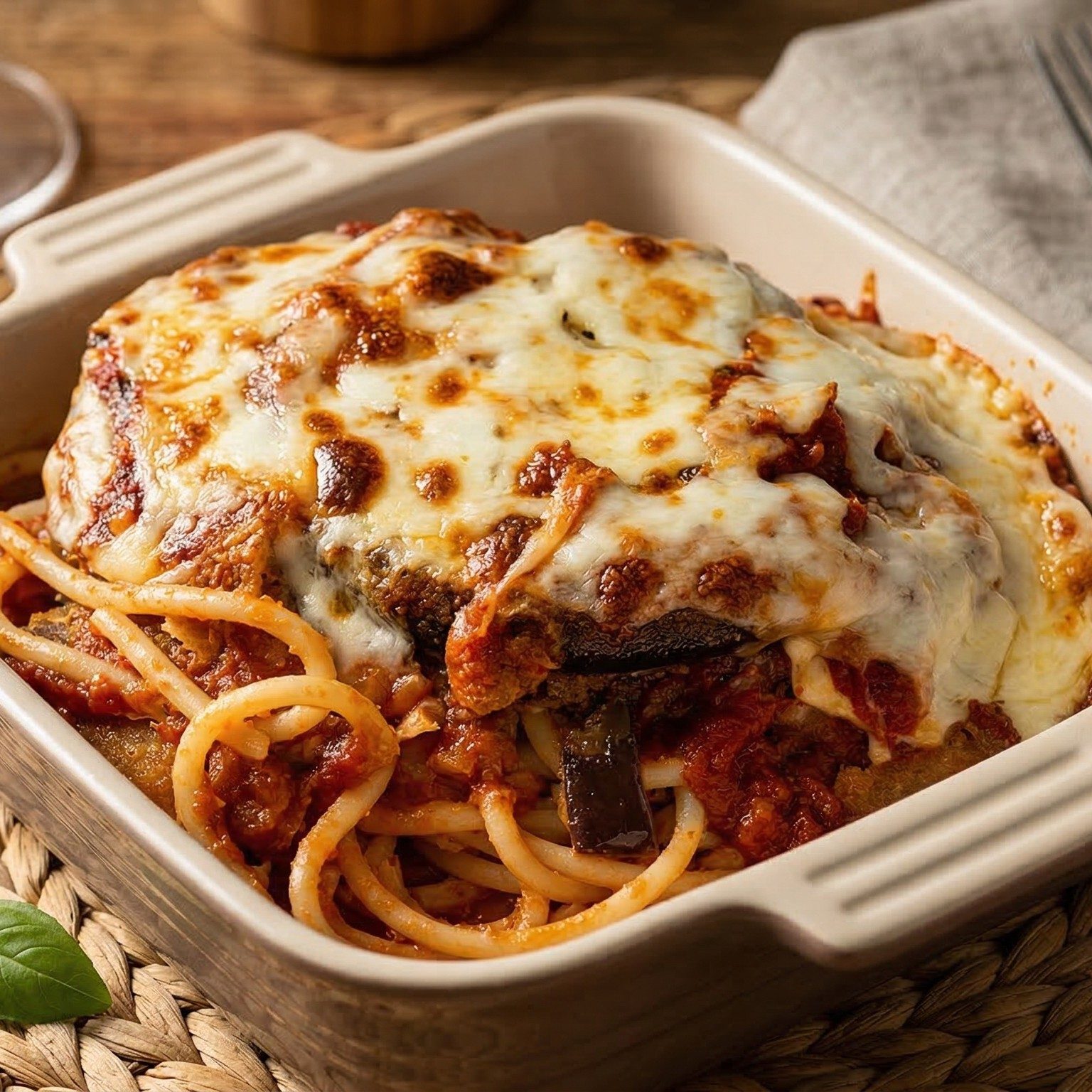 Eggplant Parmigiana Entree.